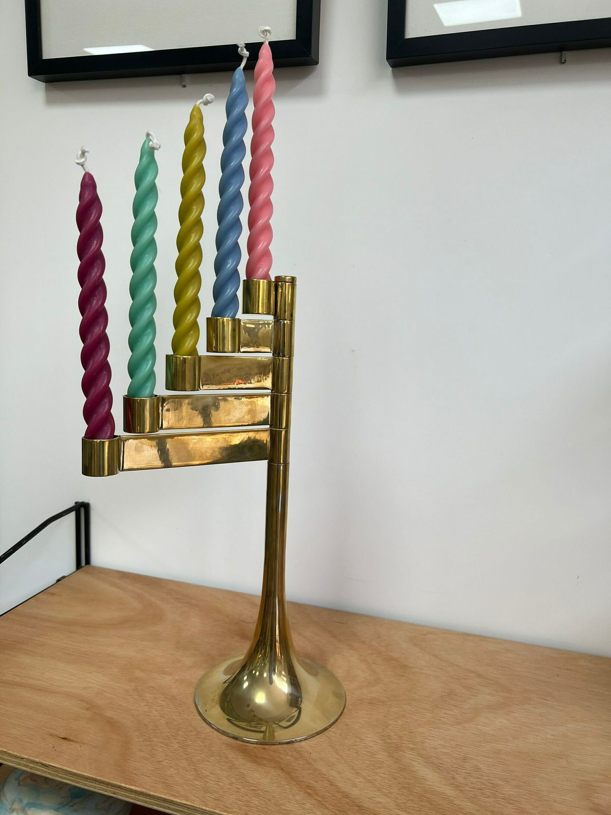 Vintage Mid Century Candelabra, Modernist Candlesticks Holder With Five Arms, photo vintage