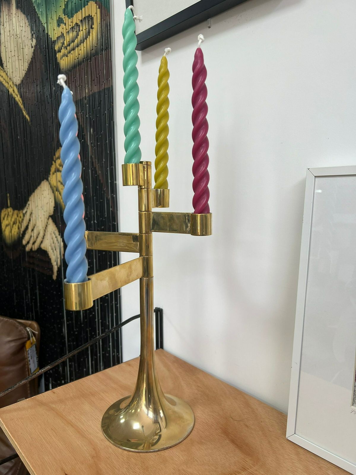 photo for sale Vintage Mid Century Candelabra, Modernist Candlesticks Holder With Five Arms,