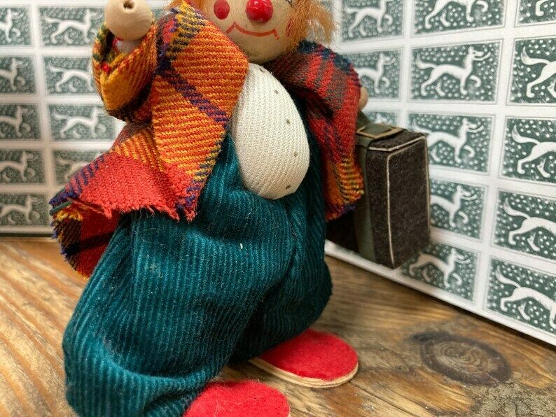Vintage G.Prosel Pair Of Clowns, Made In West Germany, Handmade Clowns, Dolls photo for sale