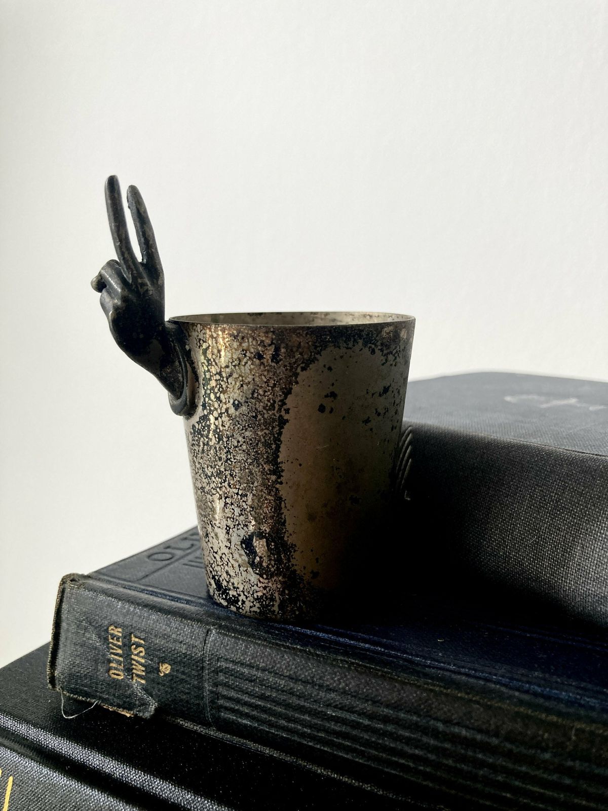 Vintage Napier Fingers Silverplated Jigger Two Fingers Shot Cup Measurement Cup With Hand Motif Shot Glass photo furniture
