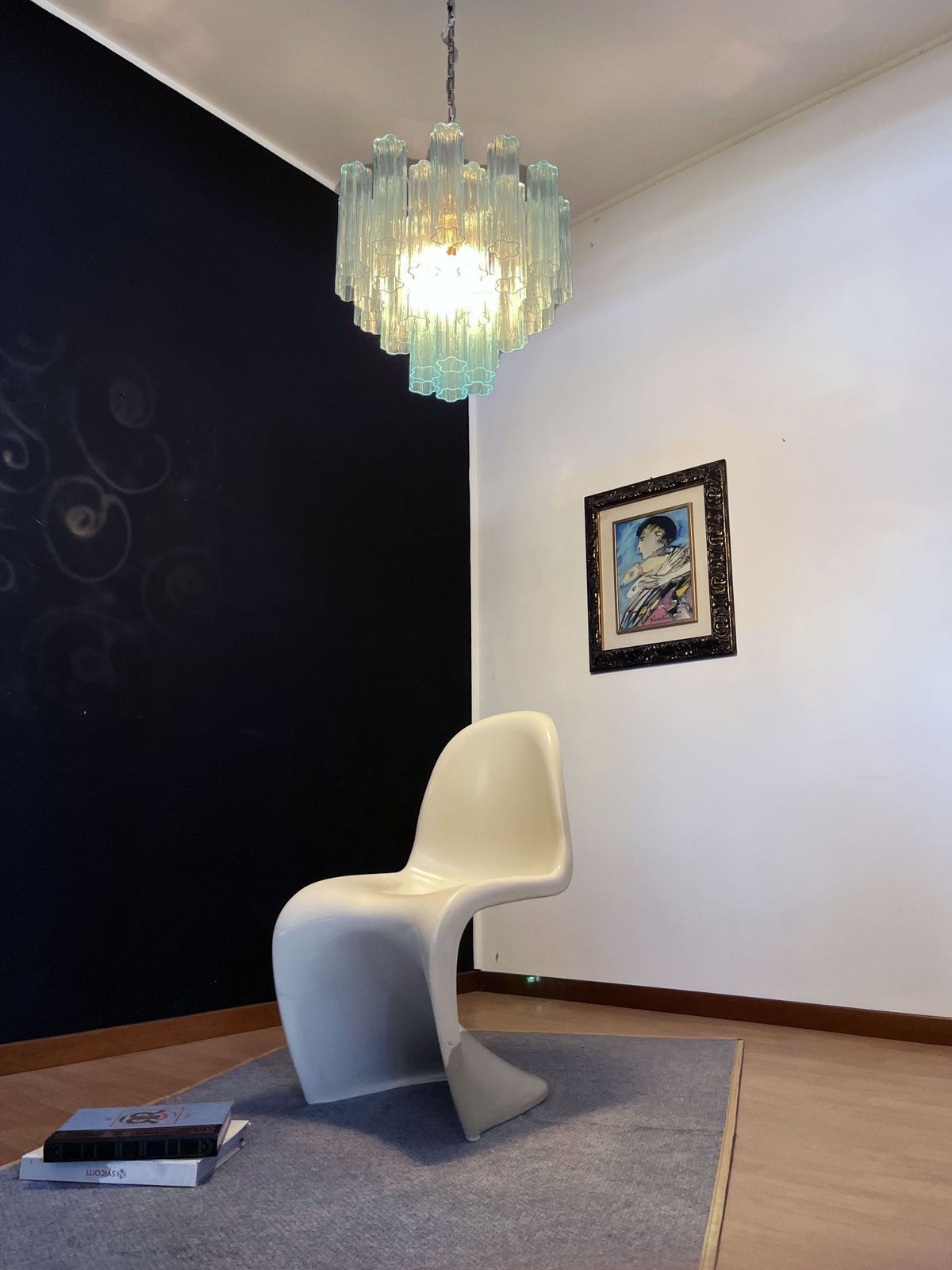 photo furniture Fantastic Murano Glass Tube Chandelier   36 Blue Glass Tube