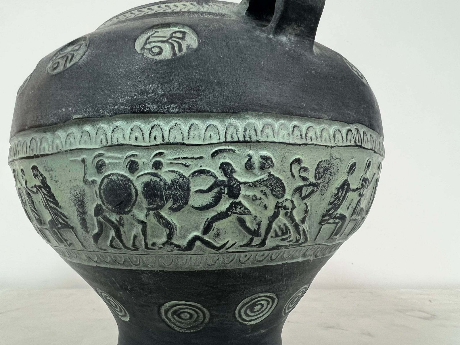 Vintage Terracotta Greek Pithari Antique Pottery Ancient Style, Mythology Scenses Vase photo Home Decor