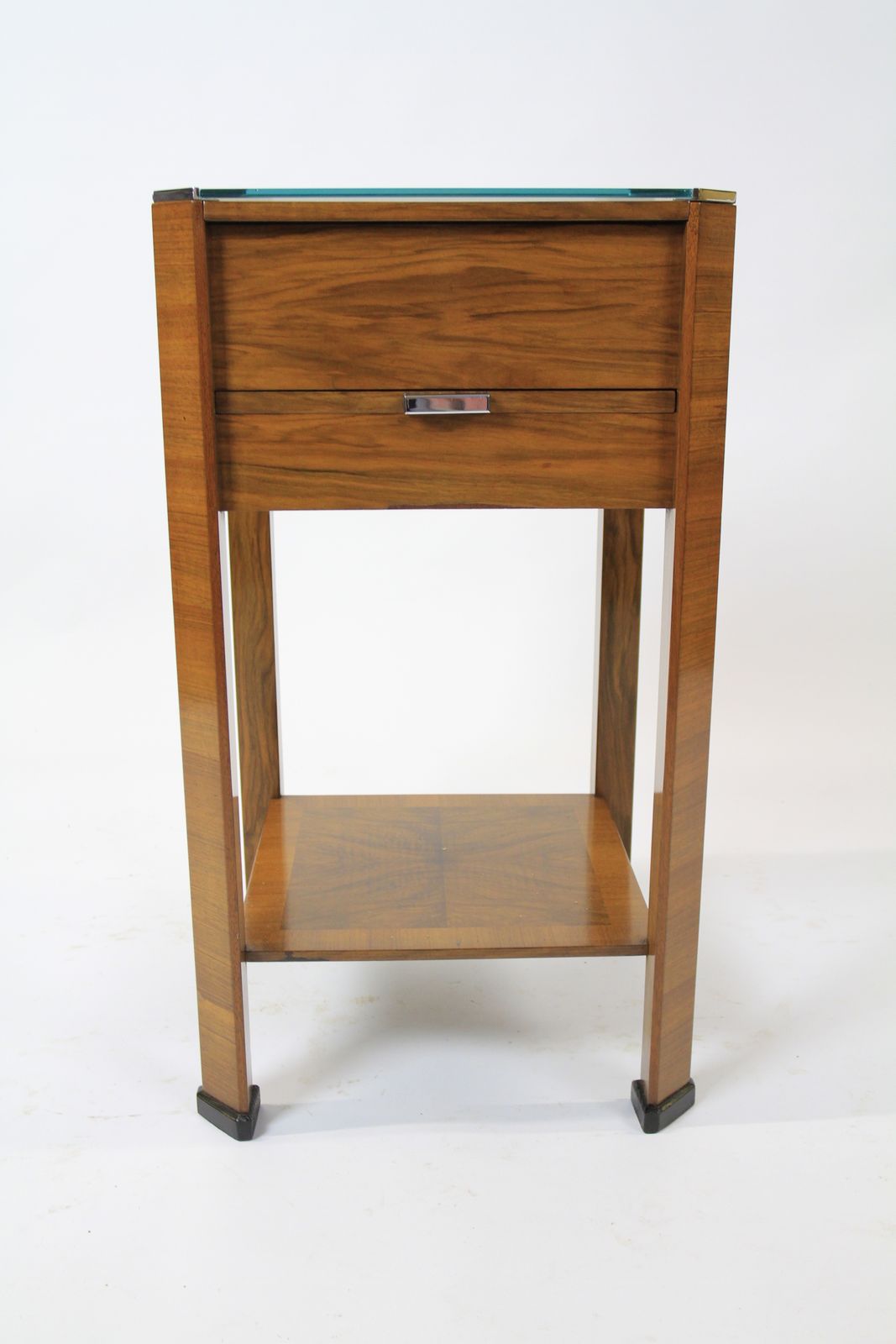 Fine Art Deco  Walnut 2 Tier Table With Maple Slides Circa 1930s photo furniture