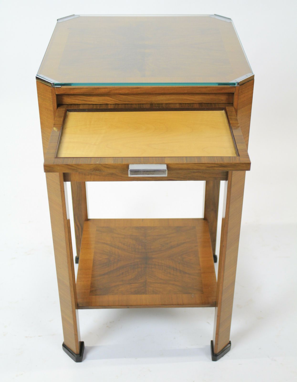 Fine Art Deco  Walnut 2 Tier Table With Maple Slides Circa 1930s photo buy