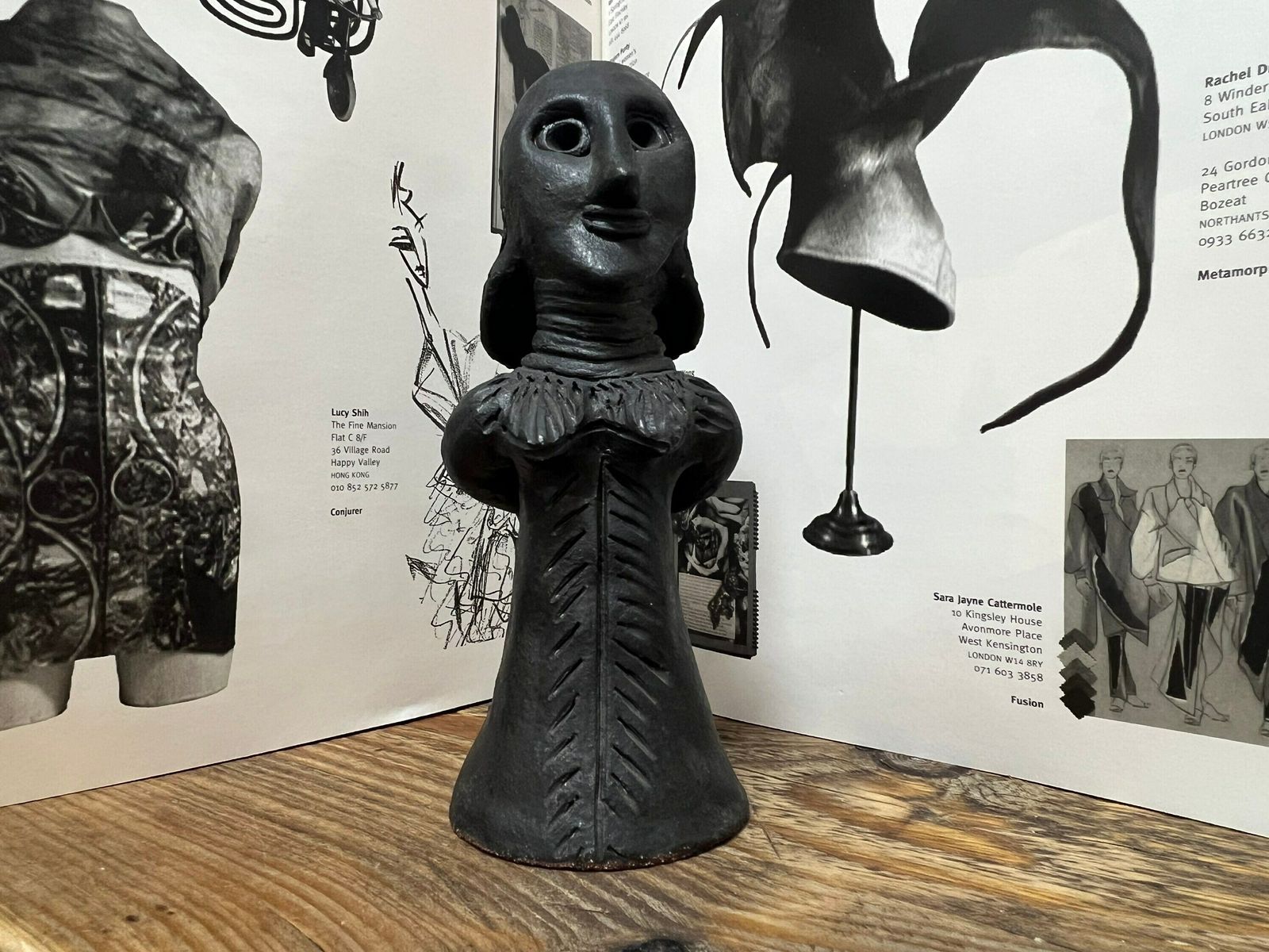 Vintage Black Clay Figurine Of Woman With Jug, Traditional Ethiopian Folk Art, Black Figurine, Black Clay Jewish Figure photo buy