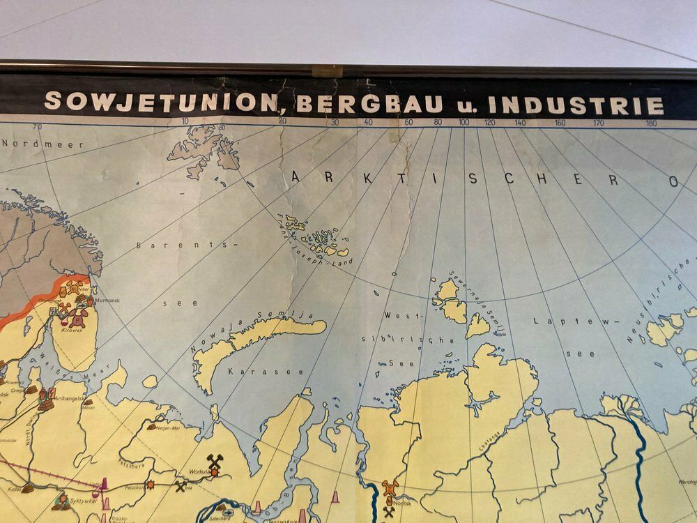 Large East German School Map Of The Soviet Union, 1960s photo furniture