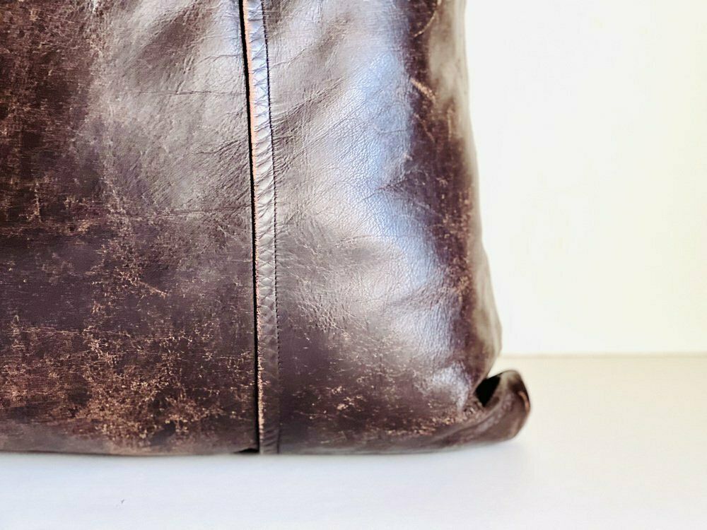 photo furniture Vintage Bruin Leren Kussen, Jaren 1990