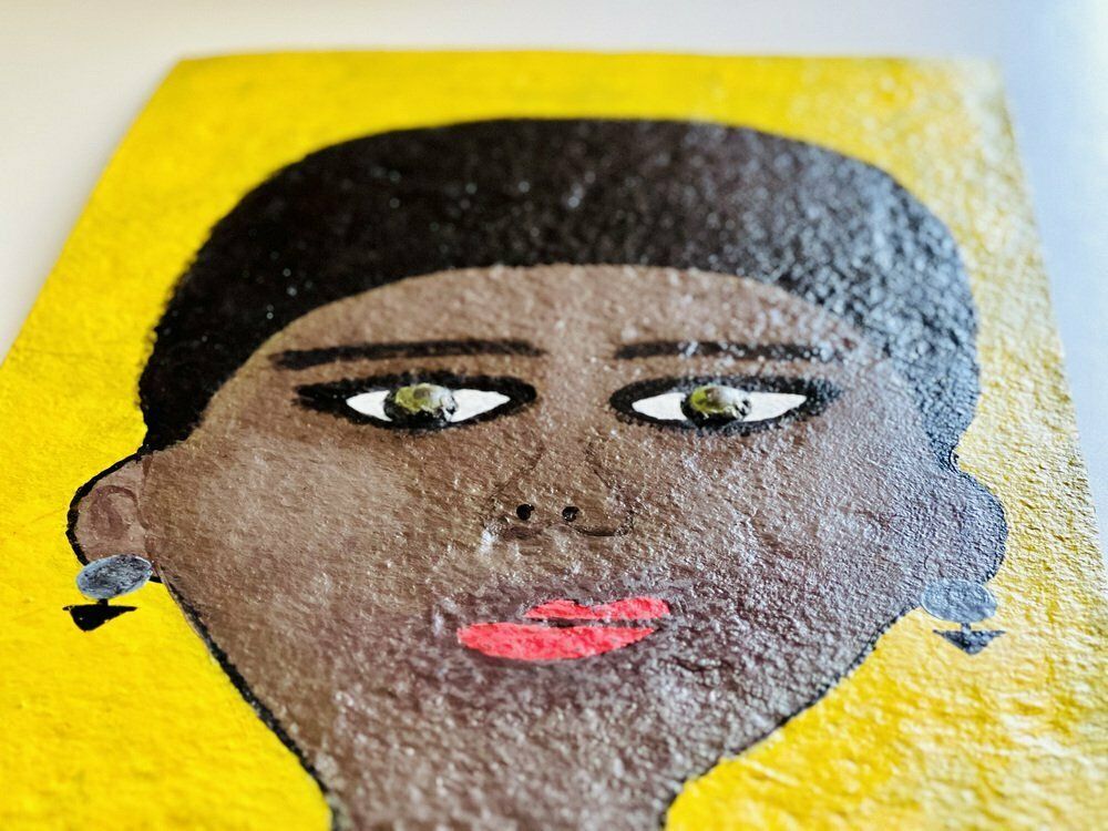 photo vintage Laskita, Sagida, Schilderij Op Metaal, Jaren 2000
