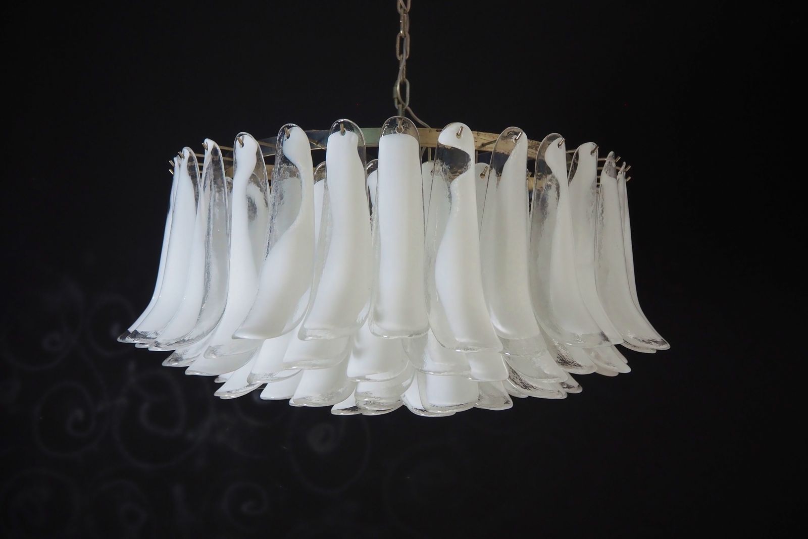 Large Murano Glass Chandelier  101 White Lattimo Murano Glass