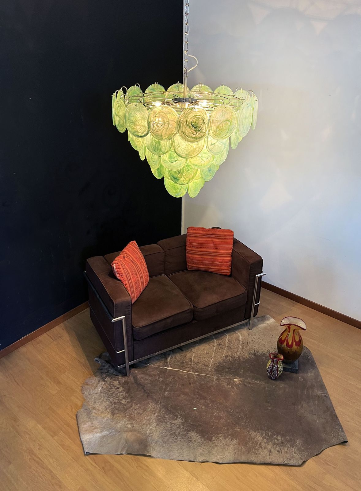 photo furniture High Quality Murano Chandelier Space Age   57 Green Albaster Iridescent Glasses