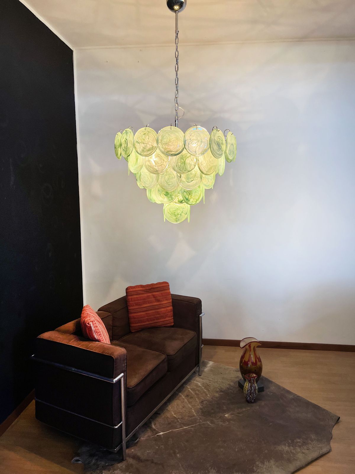 photo vinterior High Quality Murano Chandelier Space Age   57 Green Albaster Iridescent Glasses