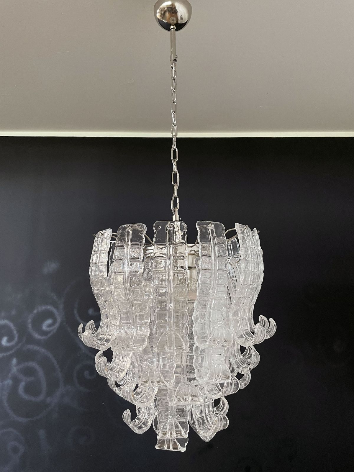 Italian Murano Six Tier Felci Glass Chandelier photo vintage