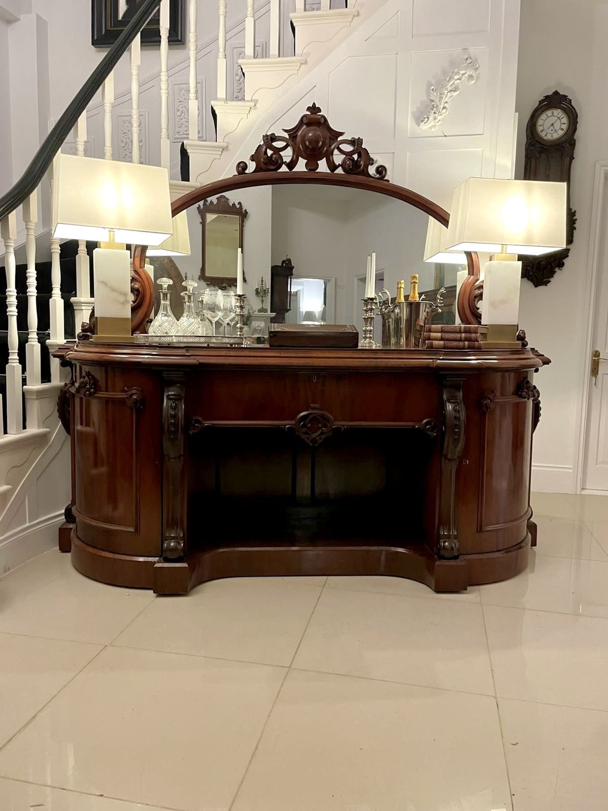 Outstanding Quality Antique 19th Century Carved Mahogany Sideboard photo Furniture