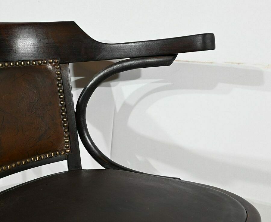 Furniture Swivel Office Armchair, In Stained Beech – 1940 photo