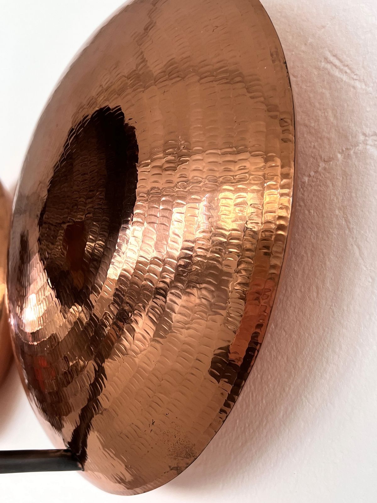 photo vintage Pair Of Italian Wall Sconces In Copper And Black Perforated Metal, 1970s