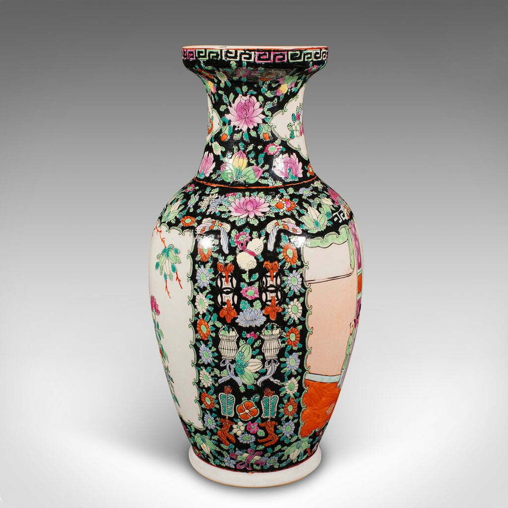 Tall Vintage Flower Vase, Chinese, Ceramic, Display Urn, Art Deco, Mid Century photo for sale