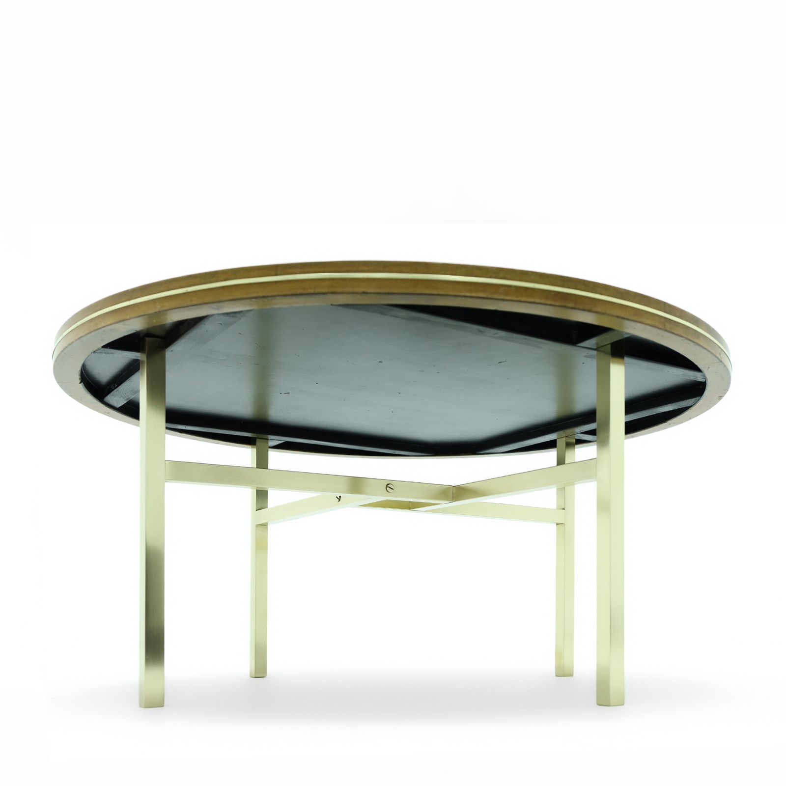 Vintage Italian Sunburst Effect Teak And Brass Coffee Table, 1970s photo vinterior