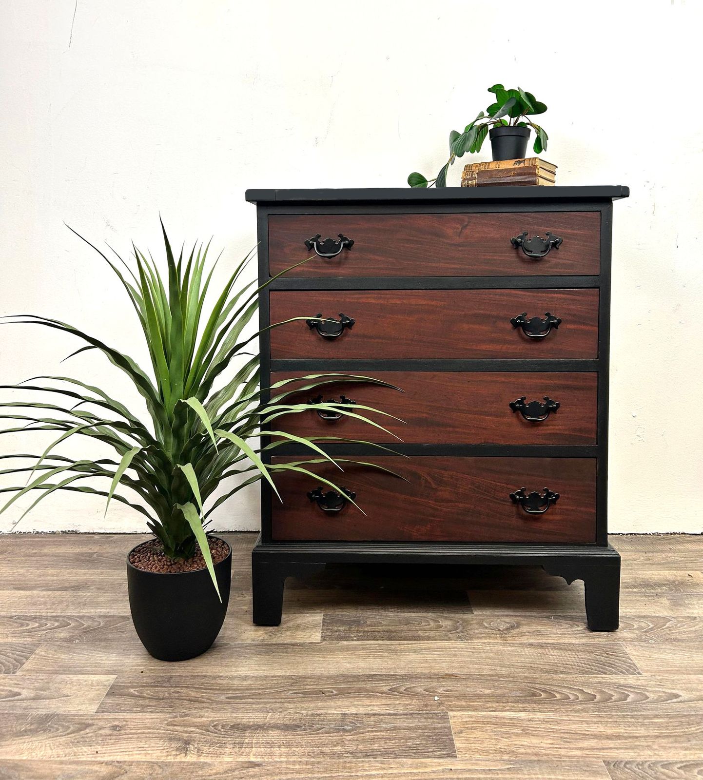 1970s French Style Mid Century Hand Painted Mahogany Chest Of Drawers  Office Furniture