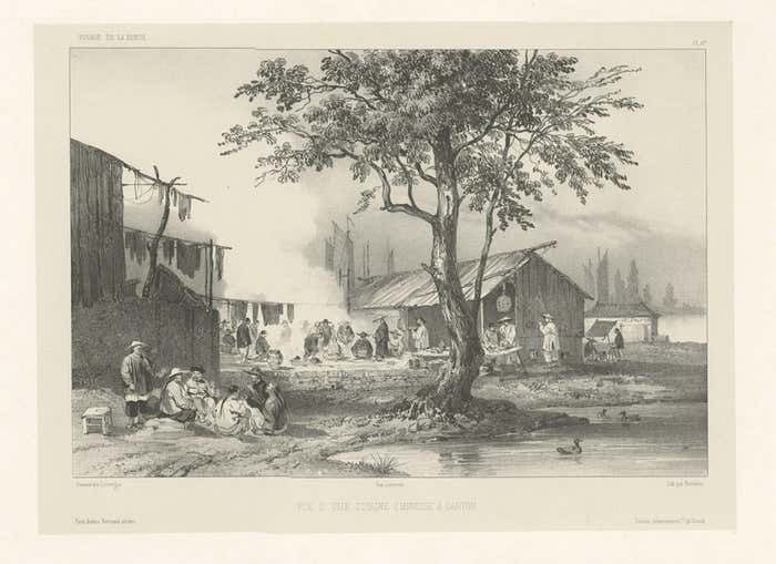 Antique Print Of A Street Kitchen In Guangzhou In China, Circa 1850 photo 602.0