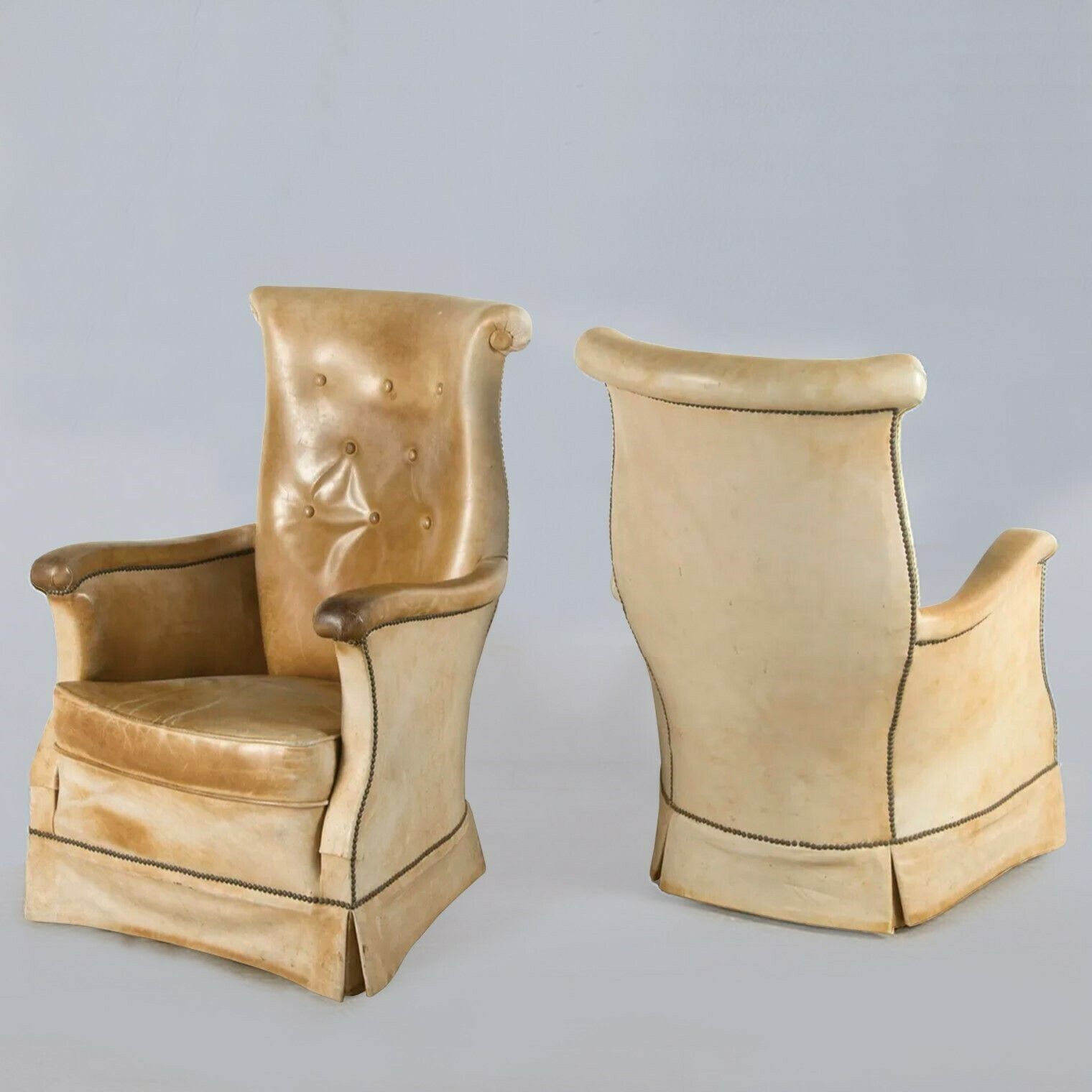 Pair Of French Tan Leather Chairs photo furniture