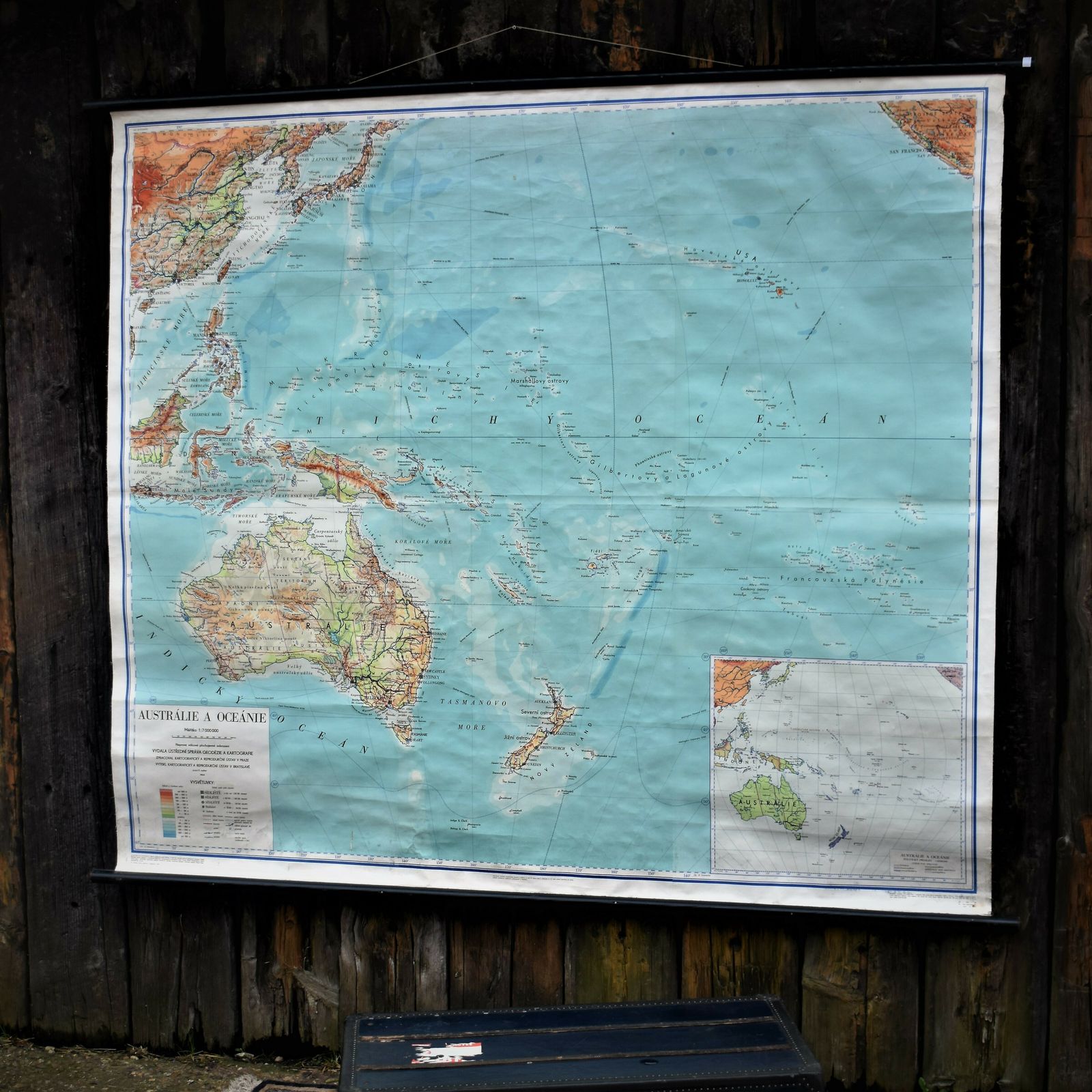 photo for sale Vintage Very Large Map Australia Oceania Pacific Linen Backed Original Batons