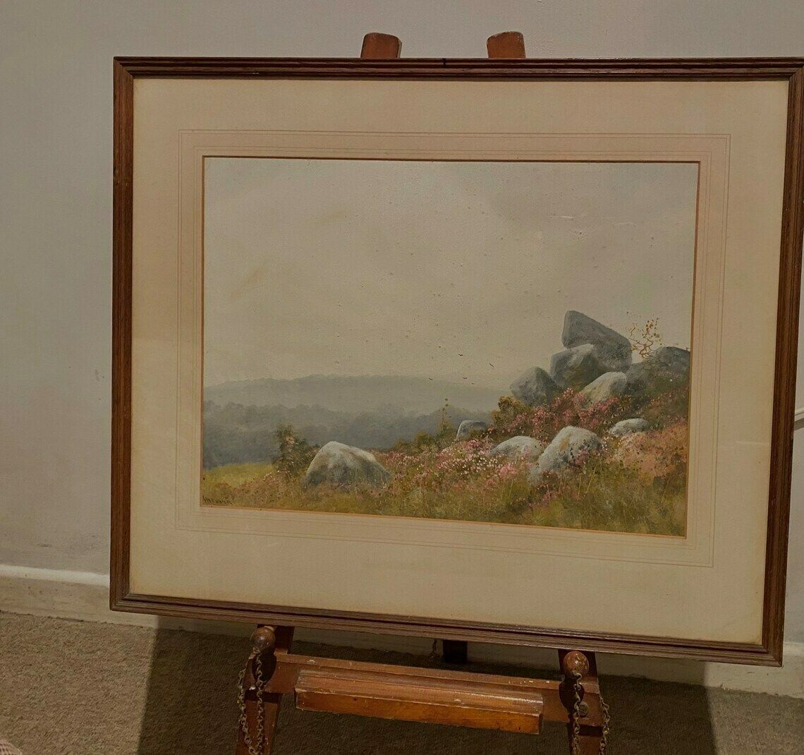 Beautiful Pair Of Large Watercolours By Renowned Artist Rd Sherrin    Moorland Scenes   Signed & In Original Frames photo furniture