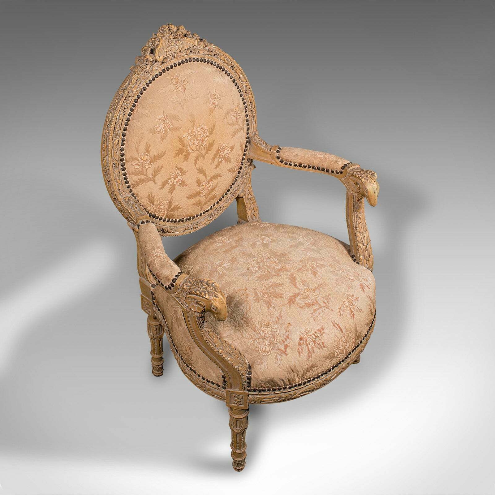 Antique Carved Armchair, French, Show Frame, Fauteuil Chair, Victorian, C.1870 photo vinterior