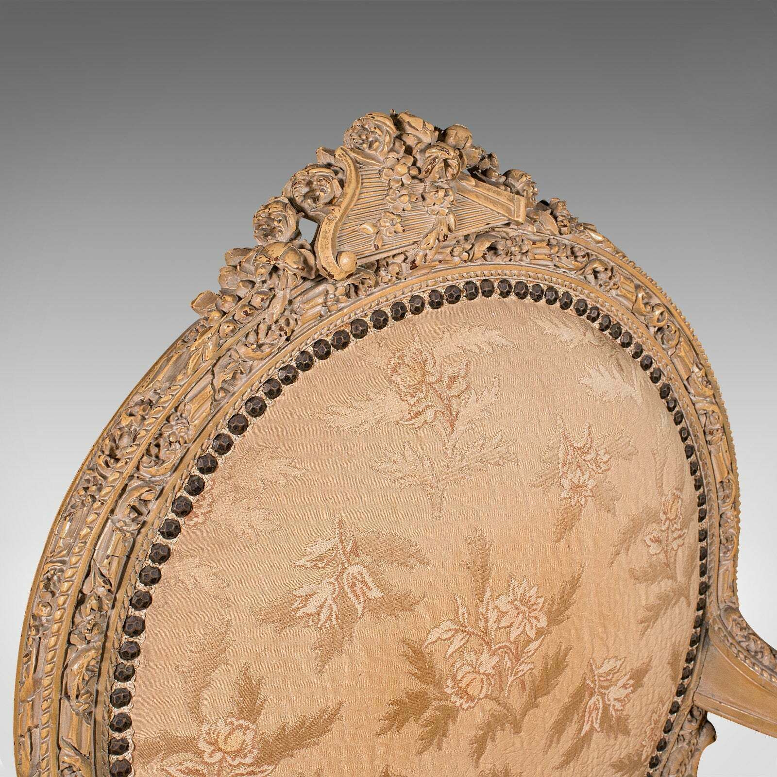 Antique Carved Armchair, French, Show Frame, Fauteuil Chair, Victorian, C.1870 photo vintage