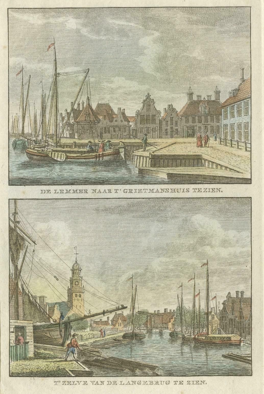 Antique Print Of Lemmer, Grietmanshuis, Friesland, The Netherlands, Circa 1790 photo for sale