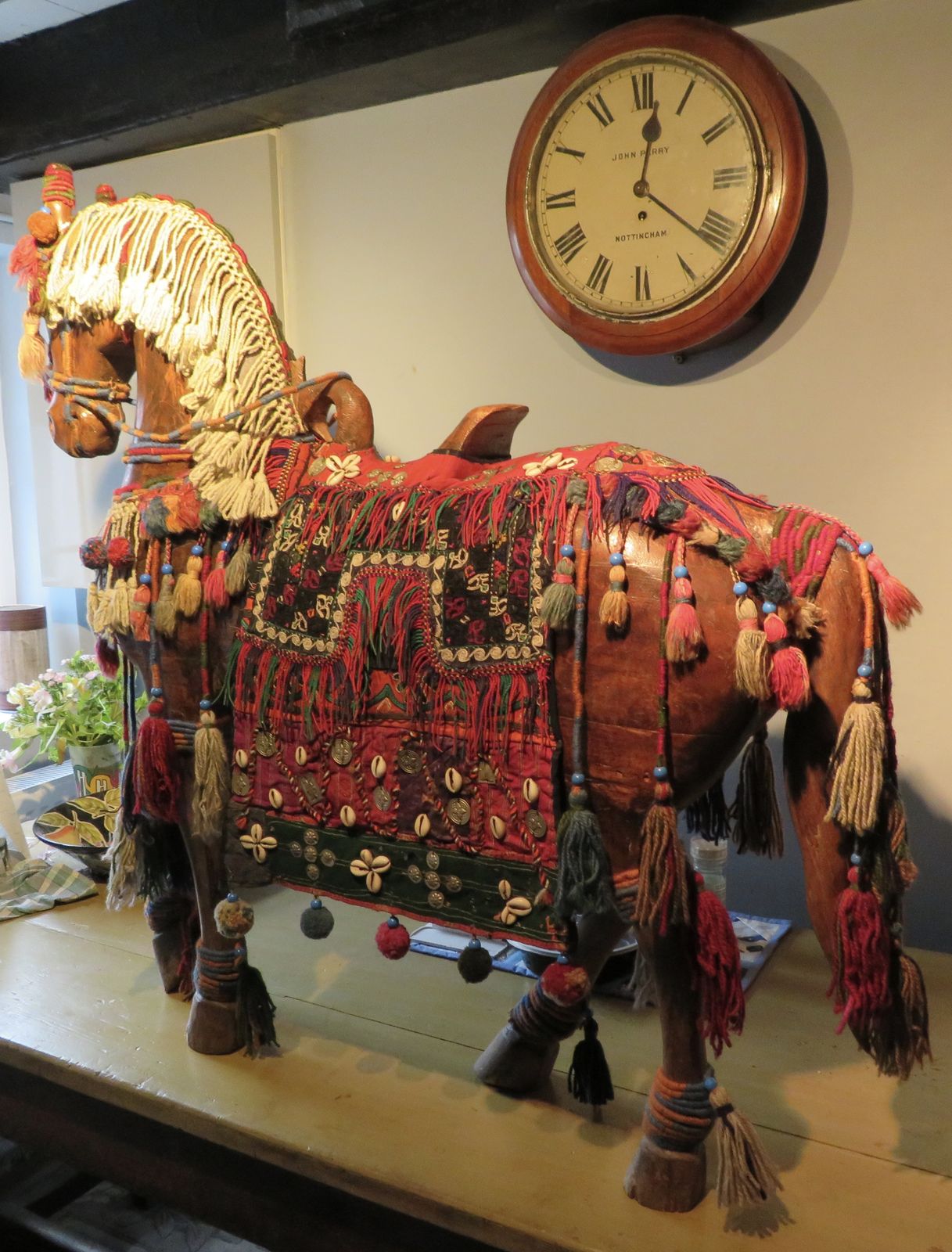 A Large Indo Persian Carved Hardwood Model Of A Processional Horse. Ex Robert Kime. photo for sale