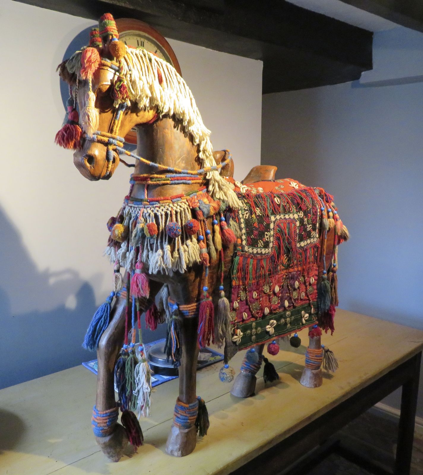 A Large Indo Persian Carved Hardwood Model Of A Processional Horse. Ex Robert Kime. photo 5950.0