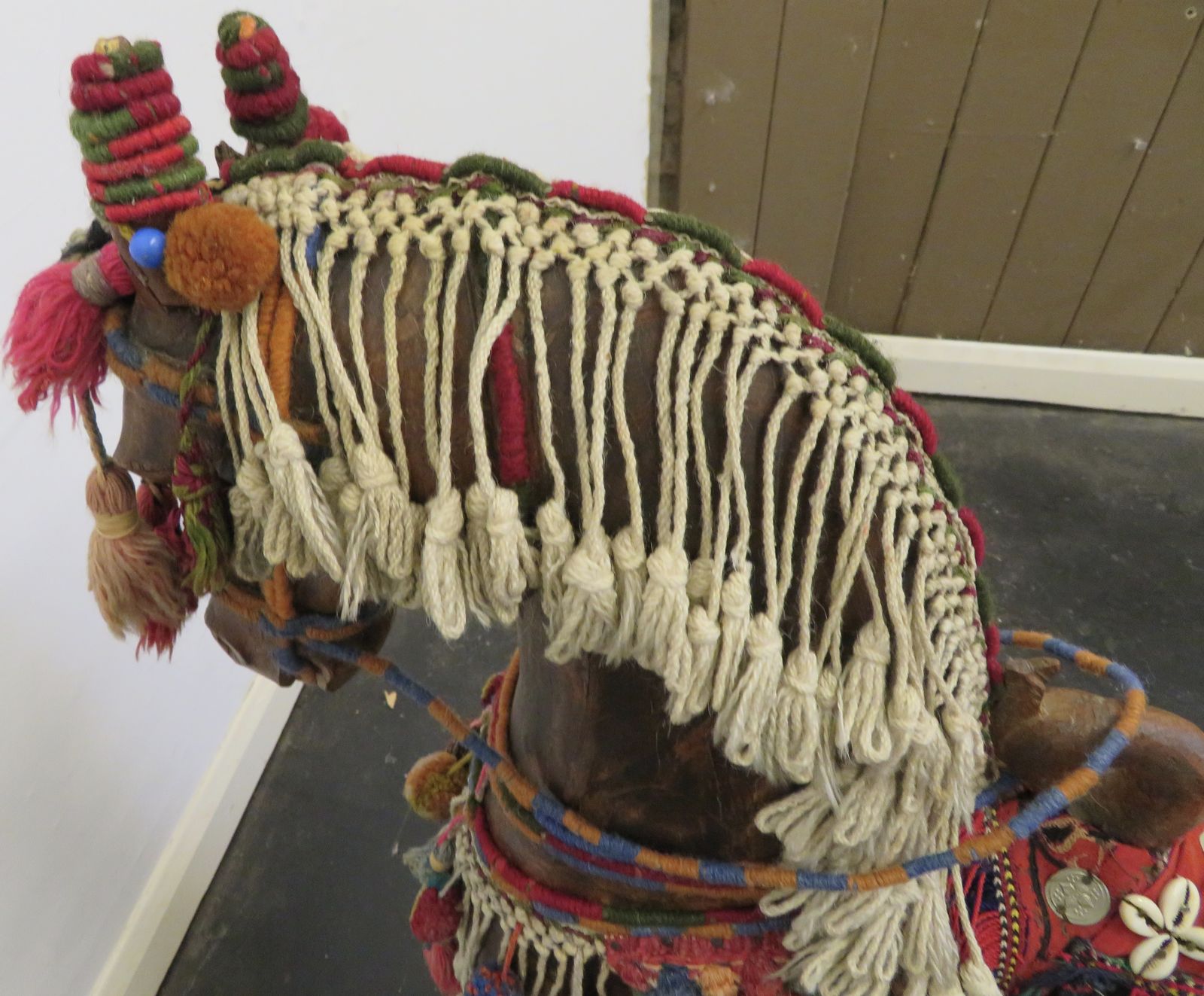 A Large Indo Persian Carved Hardwood Model Of A Processional Horse. Ex Robert Kime. photo vinterior