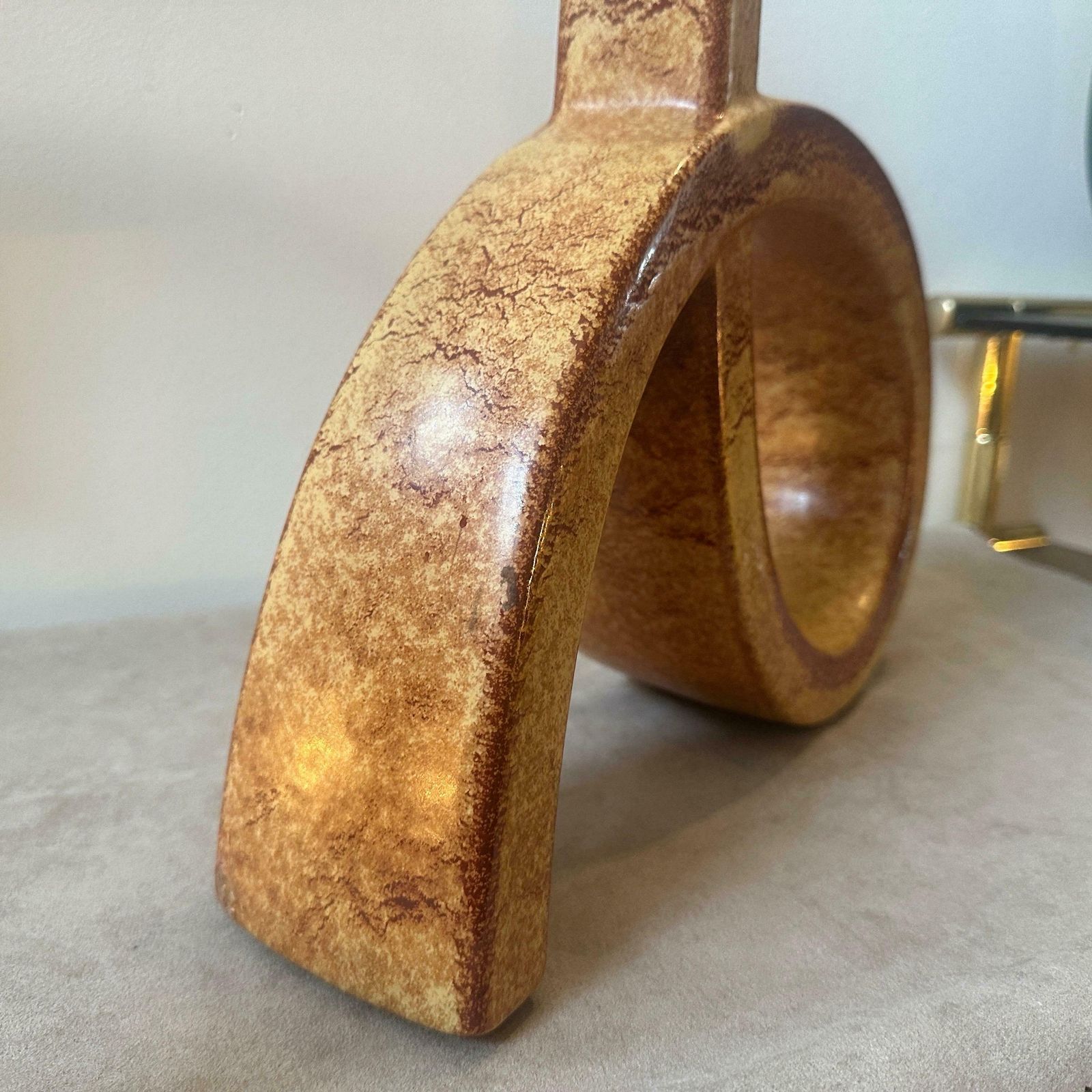 A 1970s Modernist Design Brown And Beige Ceramic Italian Vase By Bertoncello photo for sale