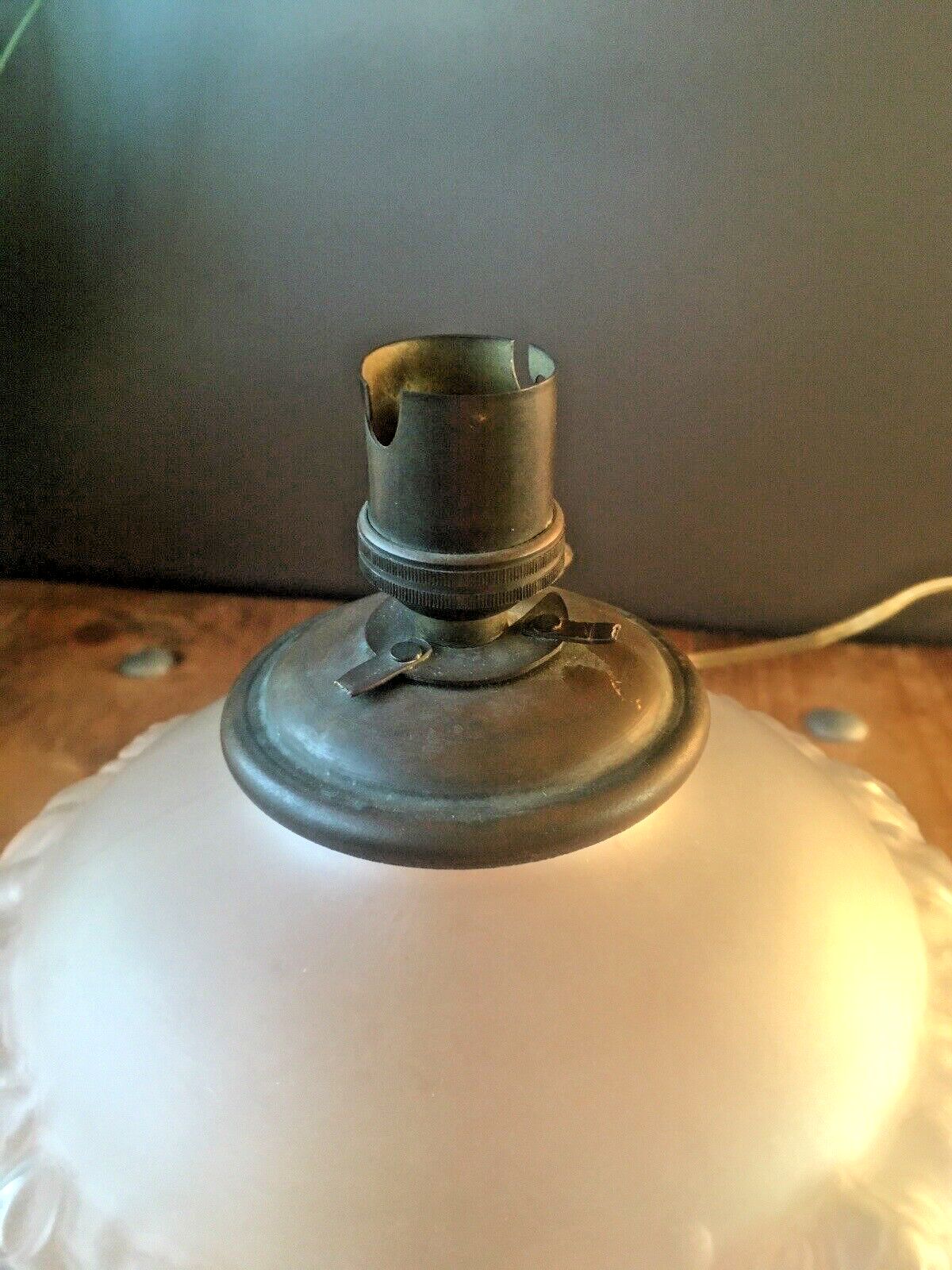 Superb Antique Art Deco French Regency Rose Frosted Glass Table Lamp Base Floral photo vinterior