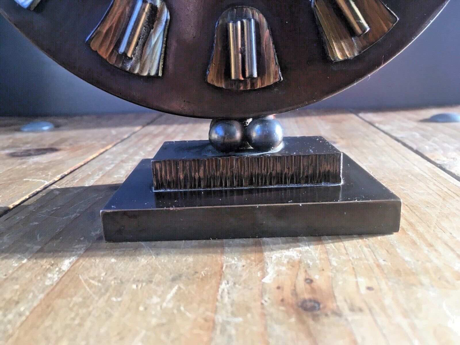 Beautiful Brutalist 1950's Bronzed Metal Mantel Clock By Awu   Johannes Bosma photo Home Decor