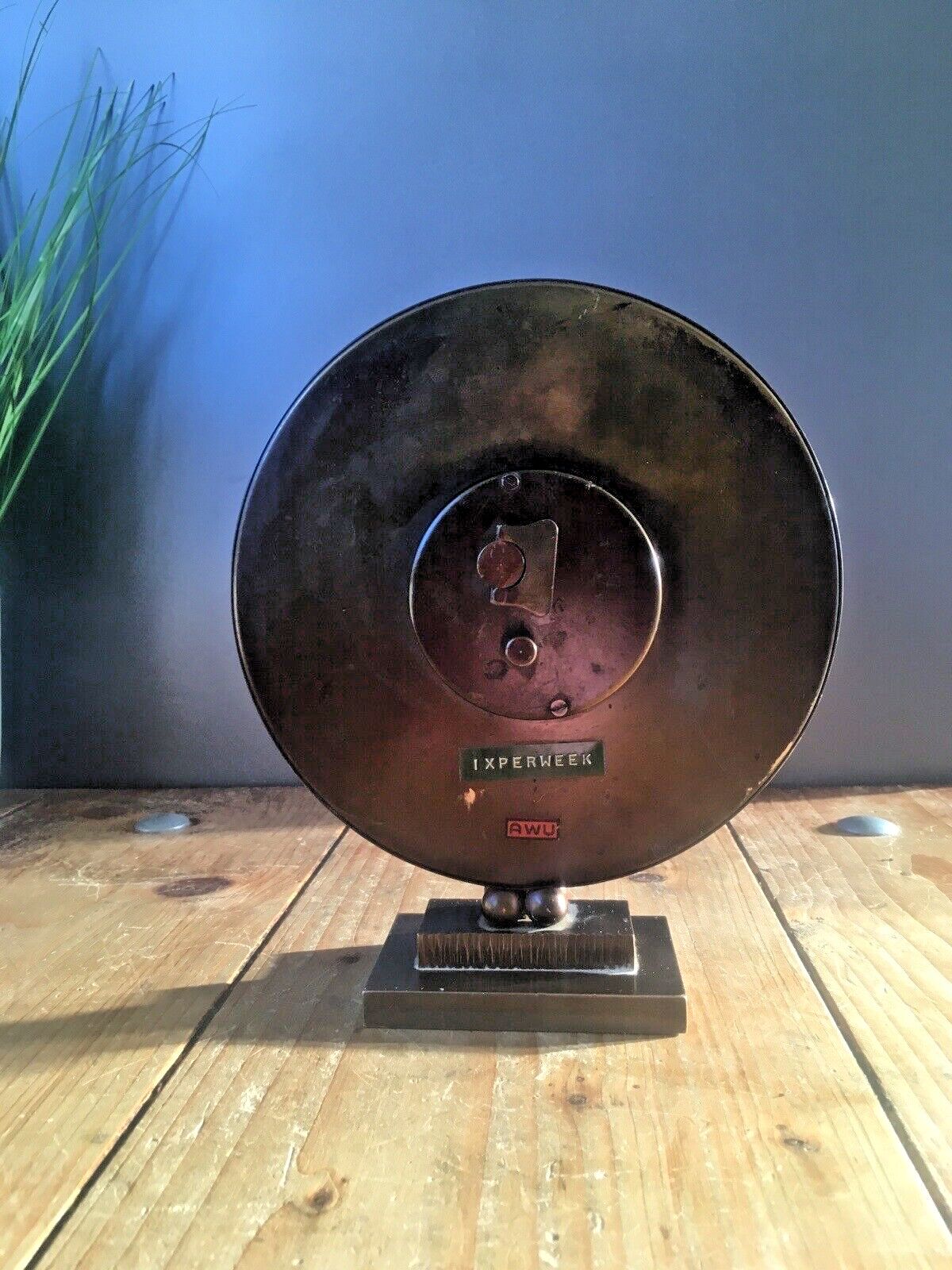 Beautiful Brutalist 1950's Bronzed Metal Mantel Clock By Awu   Johannes Bosma photo vinterior