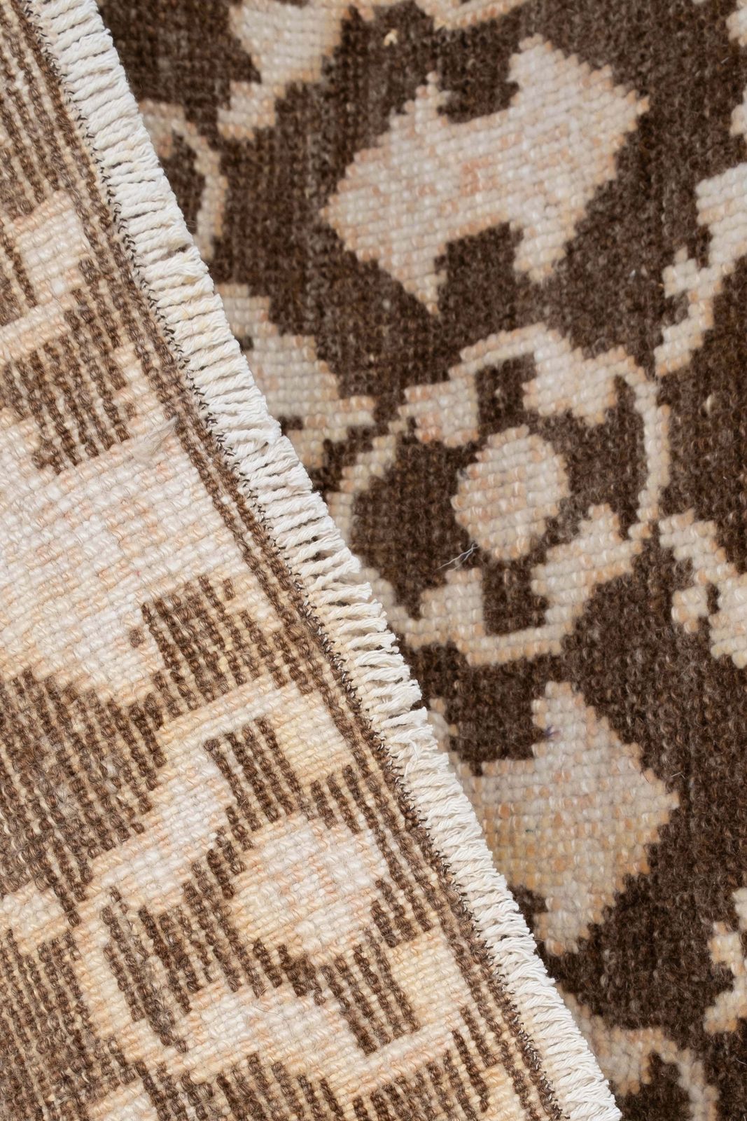 Textiles 1960s Vintage Square Brown Turkish Karapinar Rug 90 X 109 Cm photo