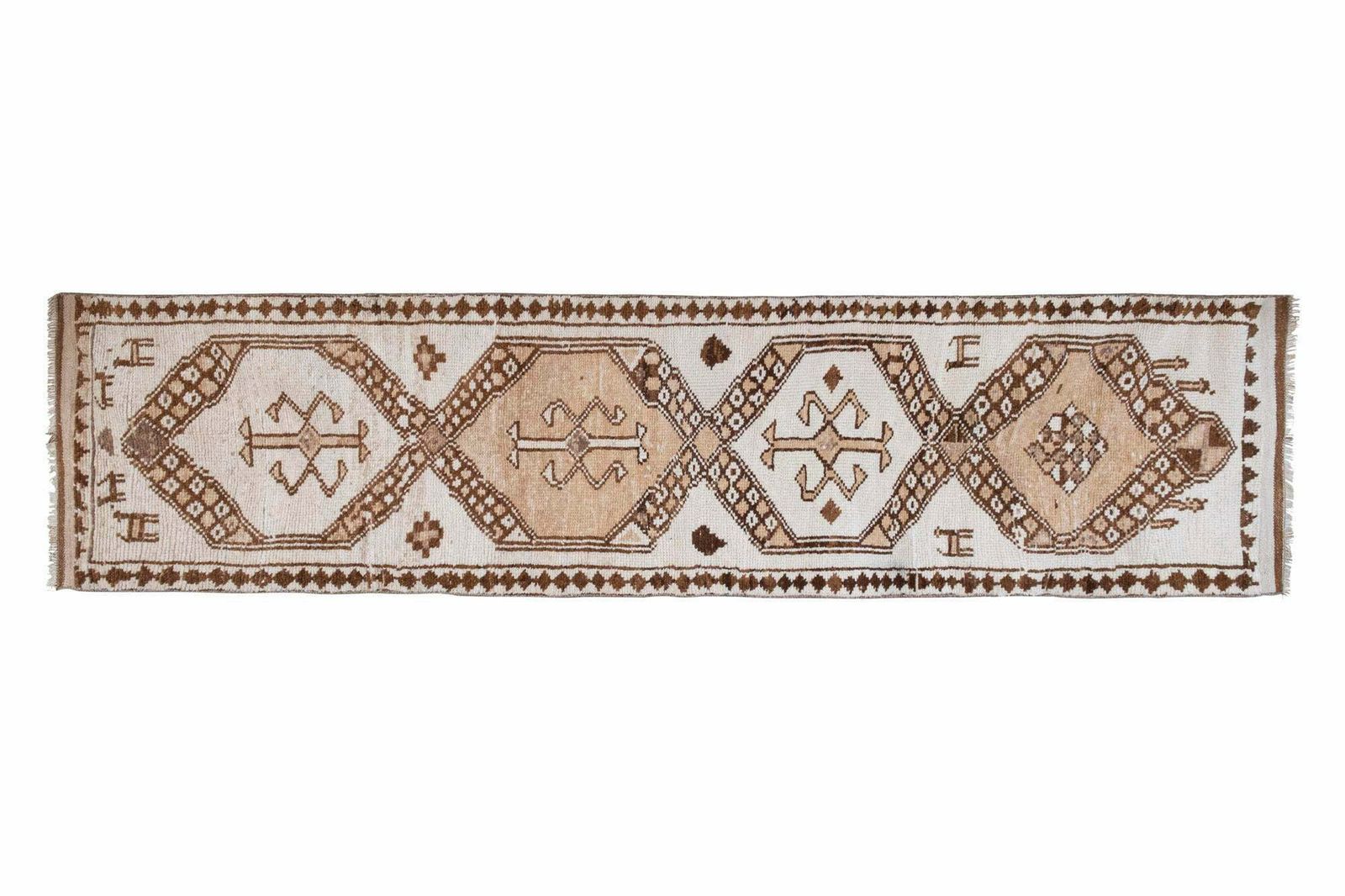 Natural White Herki Turkish Hand Knotted Runner 83 X 350 Cm photo furniture