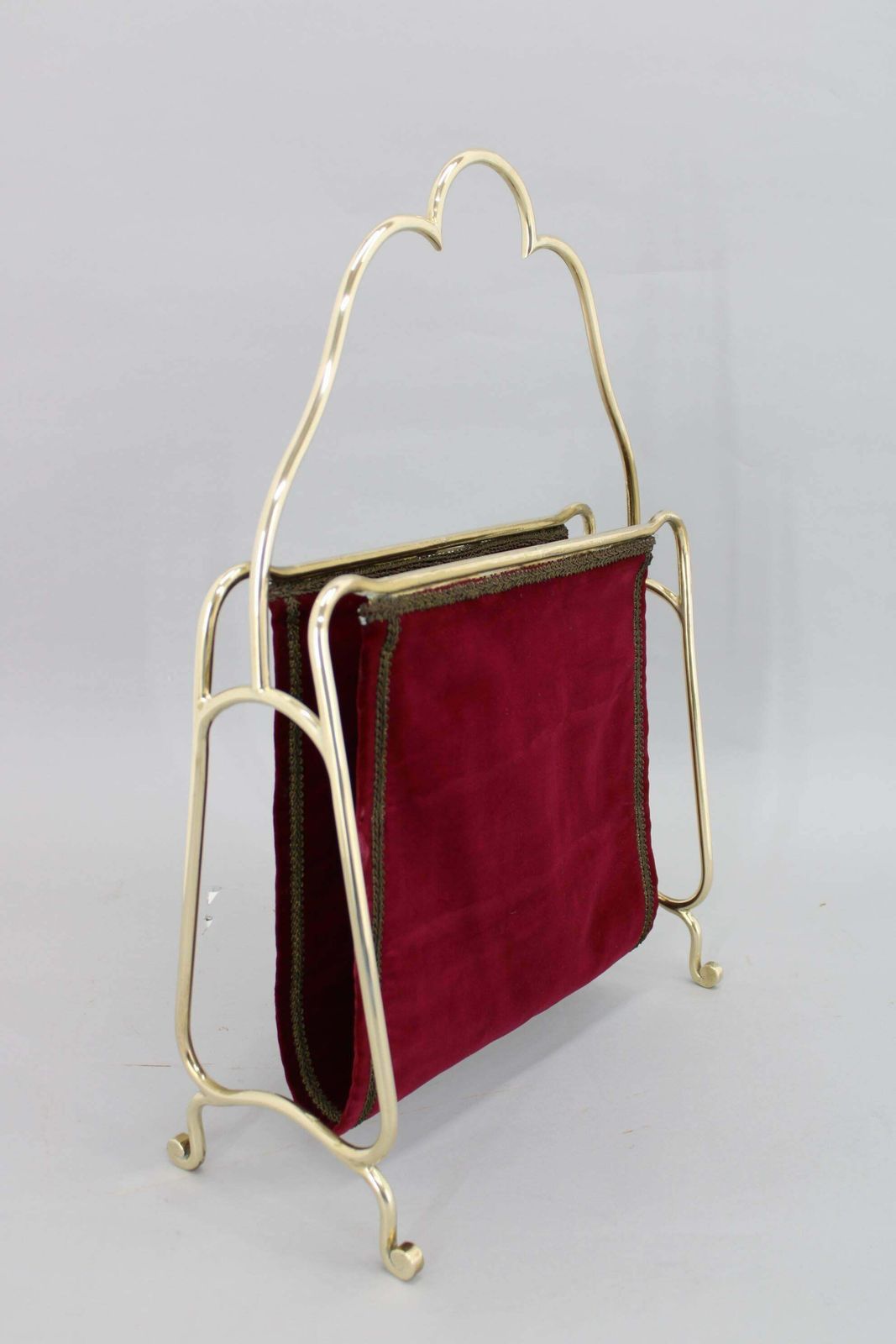 1950s Brass And Fabric Magazine Stand, Italy photo vinterior