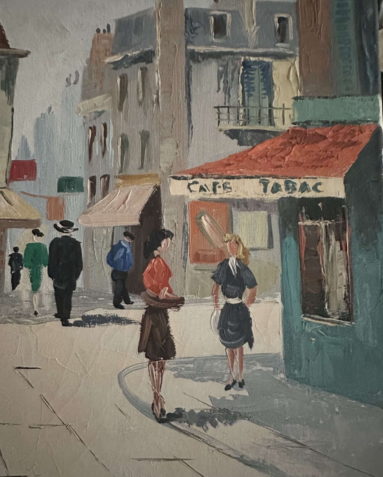Midcentury French School Oil, A Parisian Townscape, Follower Of Max Moreau photo for sale