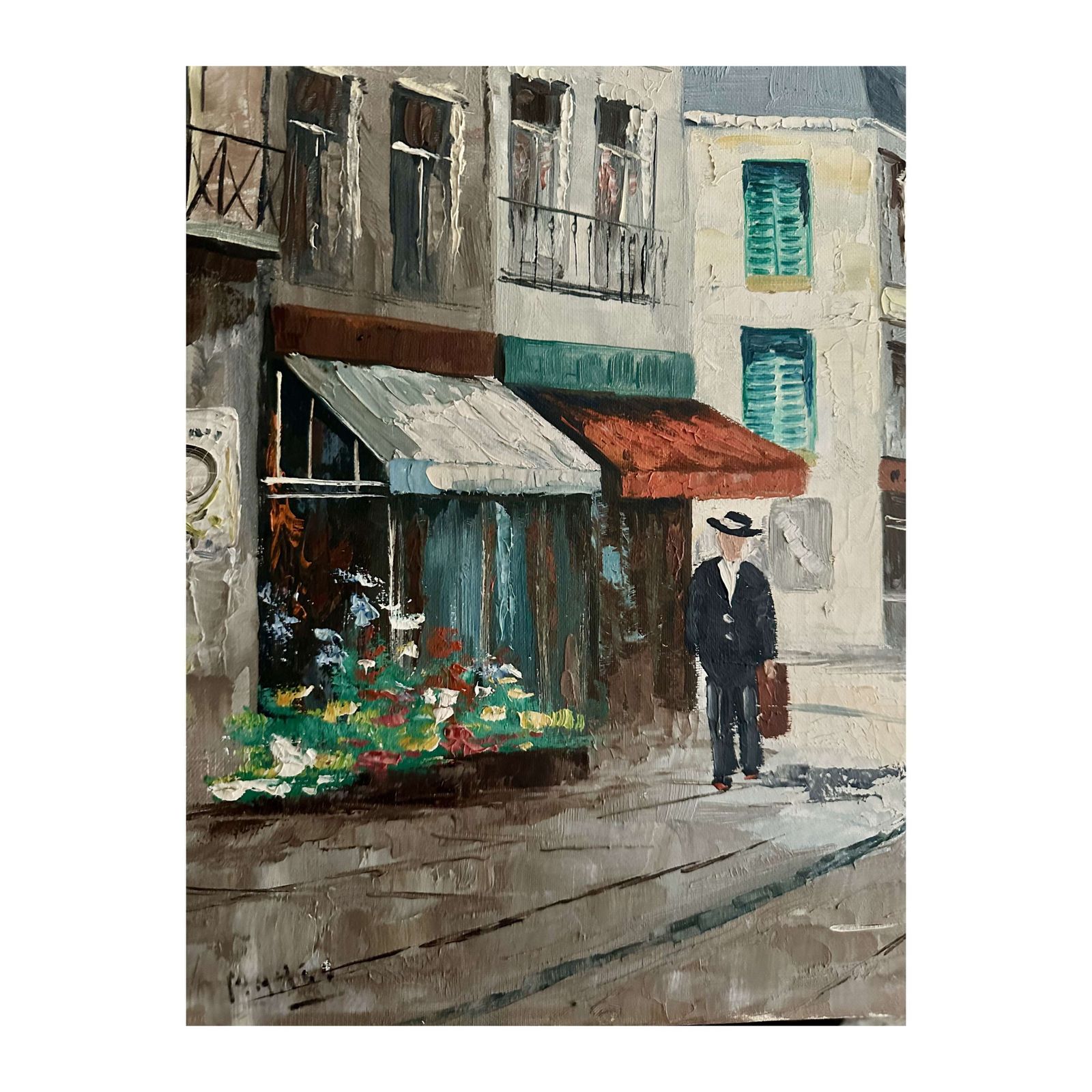 Midcentury French School Oil, A Parisian Townscape, Follower Of Max Moreau photo vintage