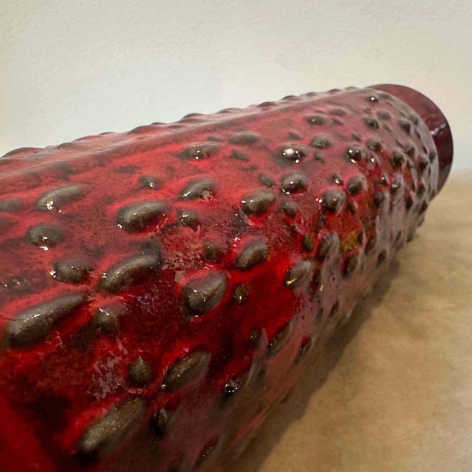 photo furniture 1970s Modernist Red And Black Fat Lava Ceramic German Vase By Wgp