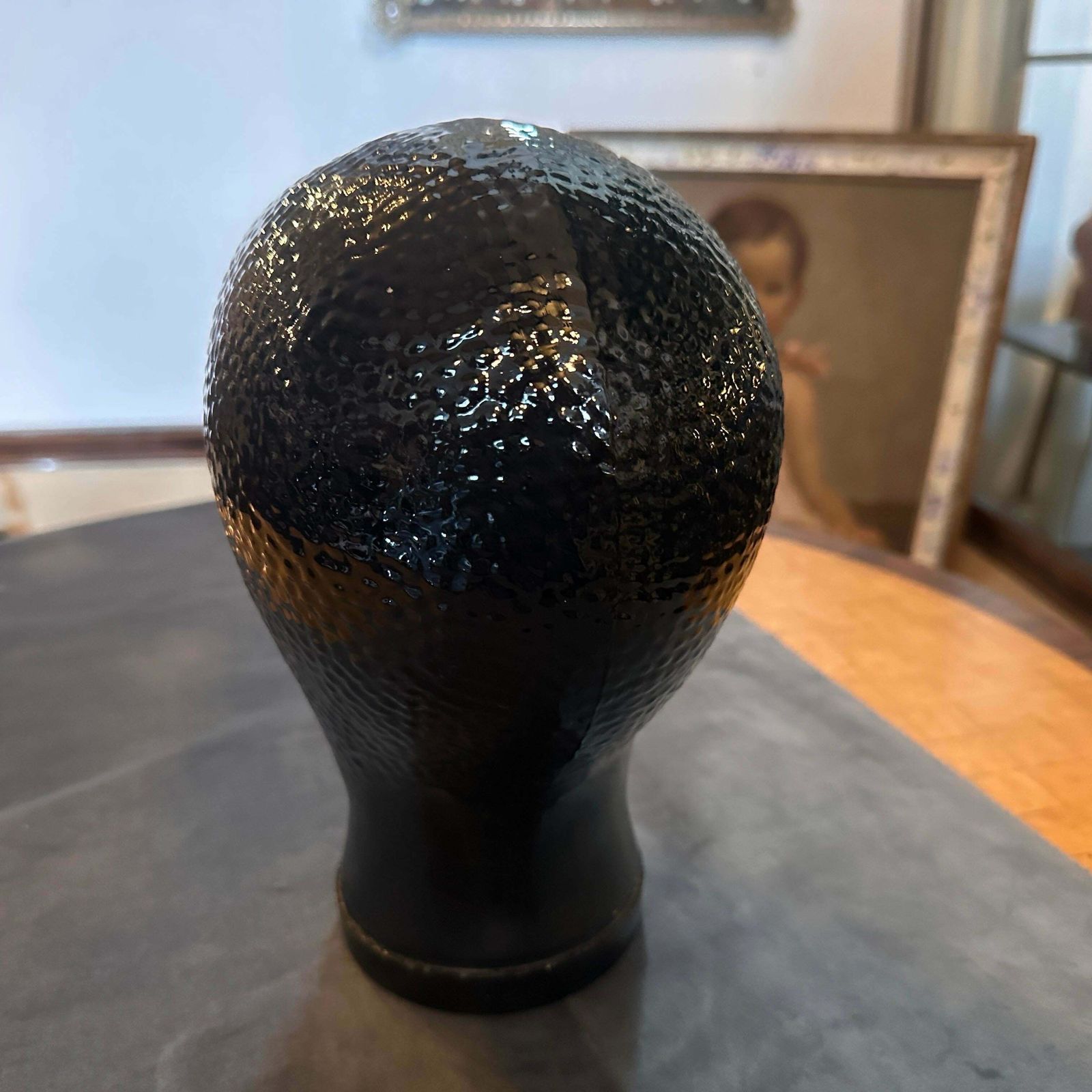 1970s Fornasetti Attributed Modernist Black Glass Head photo vinterior