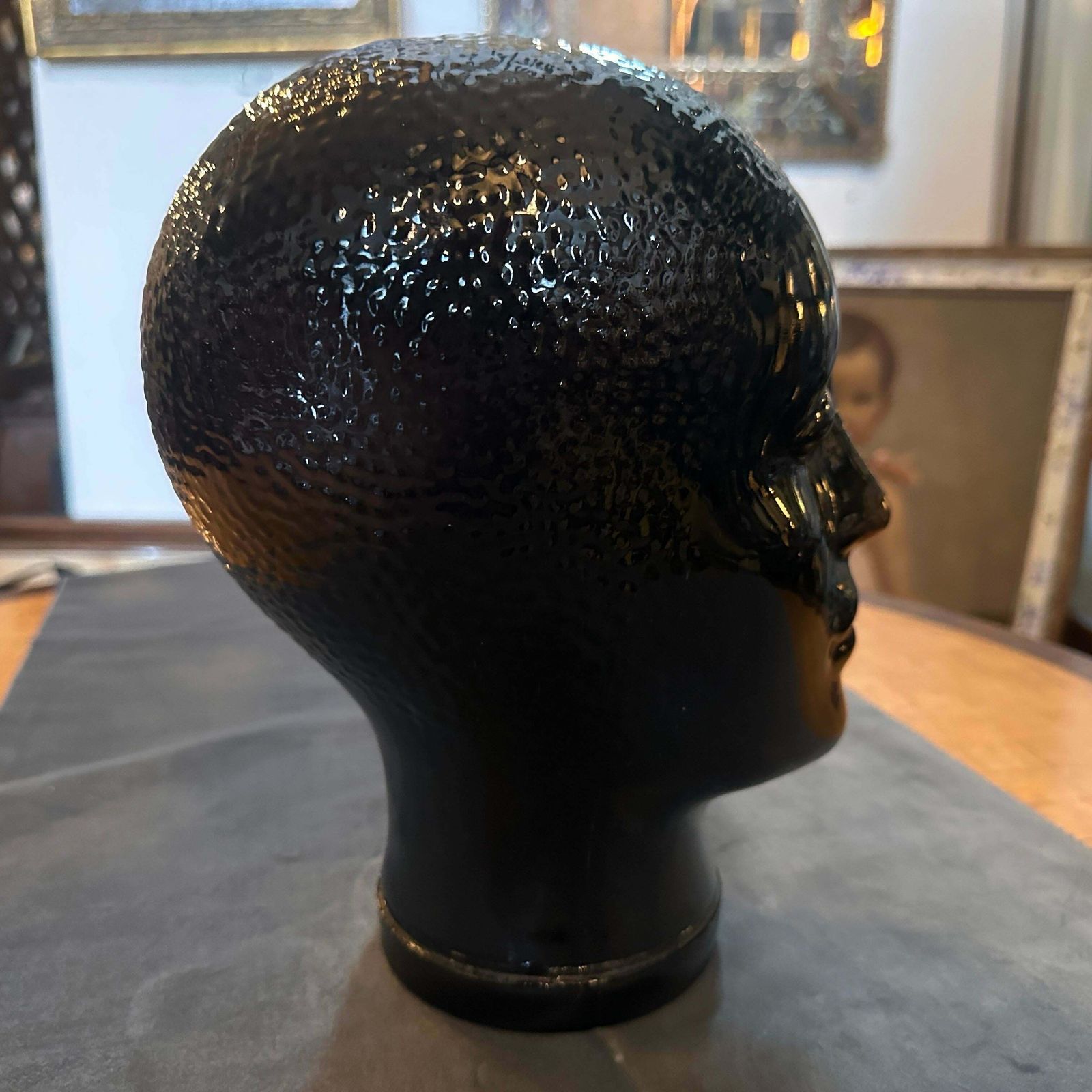 1970s Fornasetti Attributed Modernist Black Glass Head photo buy
