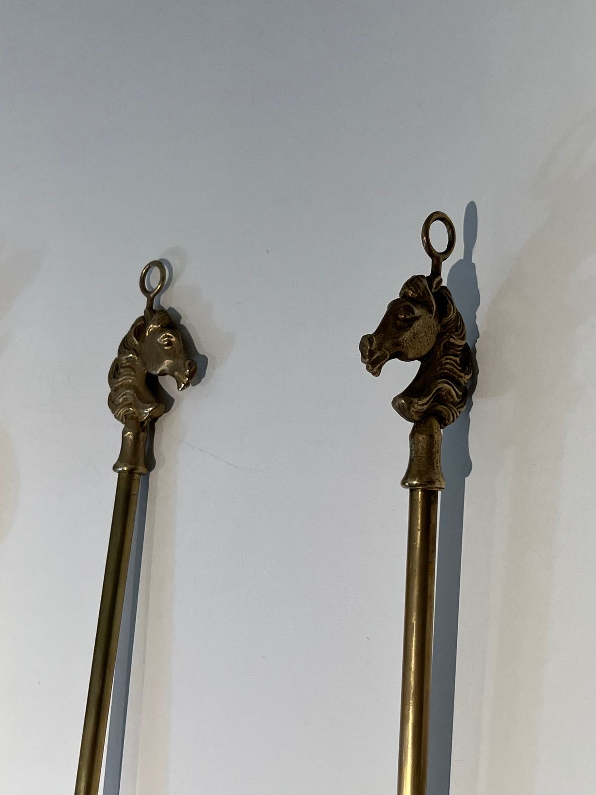 photo buy Brass Fire Kit Horse Head Model In The Taste Of Maison Jansen