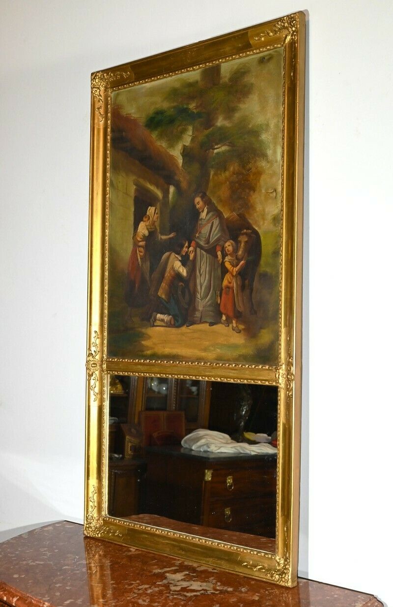 Trumeau Mirror In Golden Wood, Restoration Period – Early 19th Century photo Art