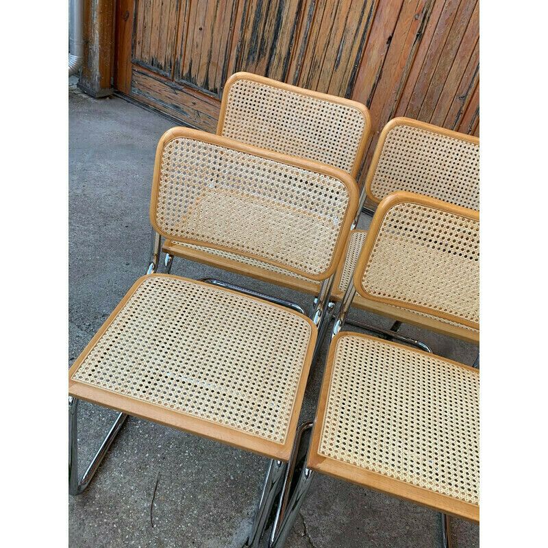 Set Of 4 Mid Century Italian B32 Cesca Chairs By Marcel Breuer, 1970s photo buy