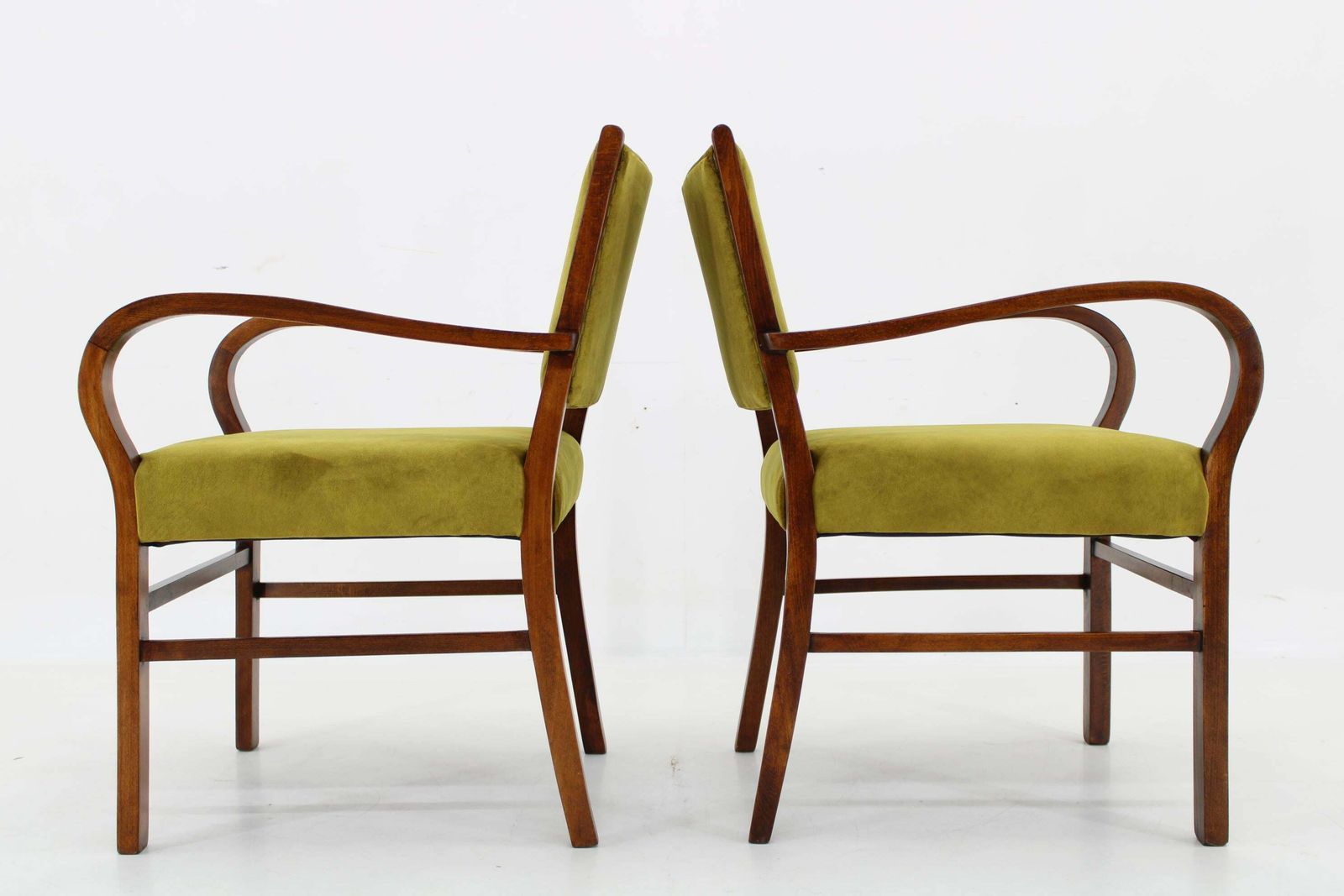 1940s Pair Of Restored Beech Art Deco Armchairs Czechoslovakia photo buy