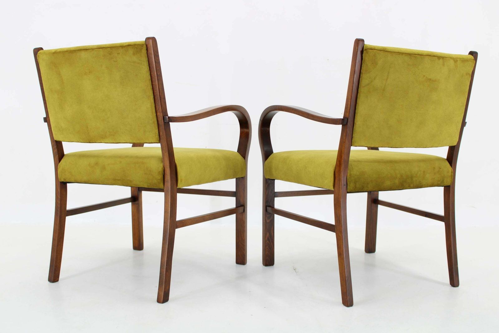 photo for sale 1940s Pair Of Restored Beech Art Deco Armchairs Czechoslovakia