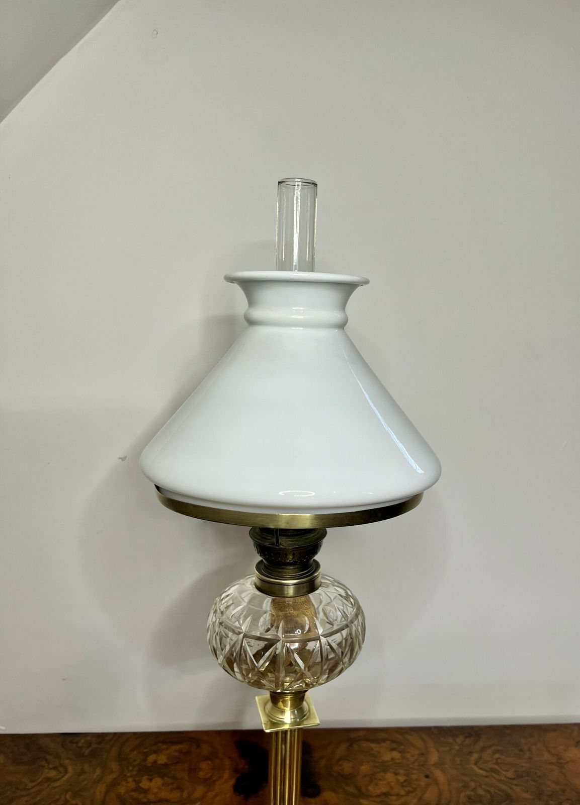 Victorian Quality Brass And Cut Glass Oil Lamp photo Home Decor